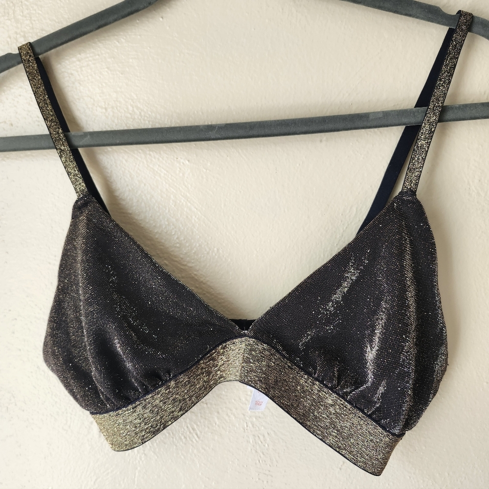 Colsie Glittery Black and Gold Bralette